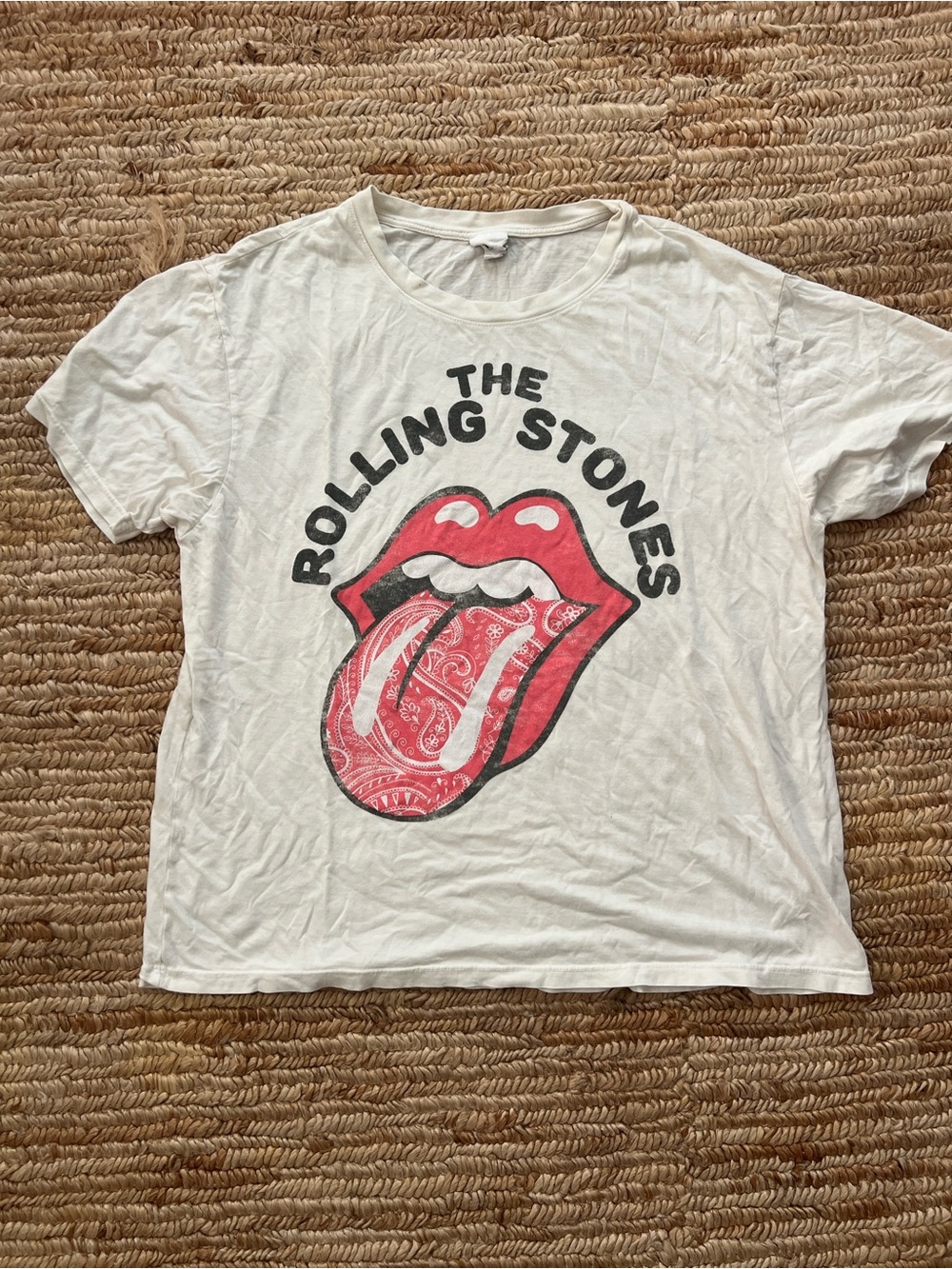 Anthropologie LETLUV Rolling Stones Red Bandana T Shirt Women’s | Sz Lg